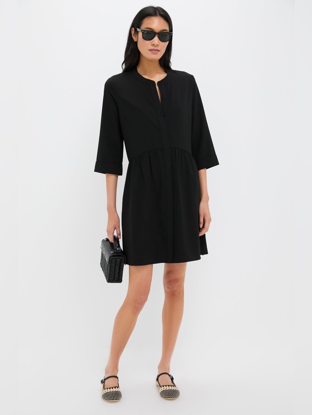 Tuckernuck S Black Stretch Crepe Royal Shirt Dress